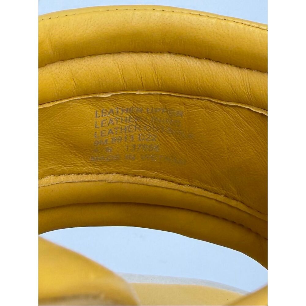 Tory Burch Yellow Metallic Puffy Leather Wedge Sandal Slingback Open Toe Size 9M - Picture 11 of 12